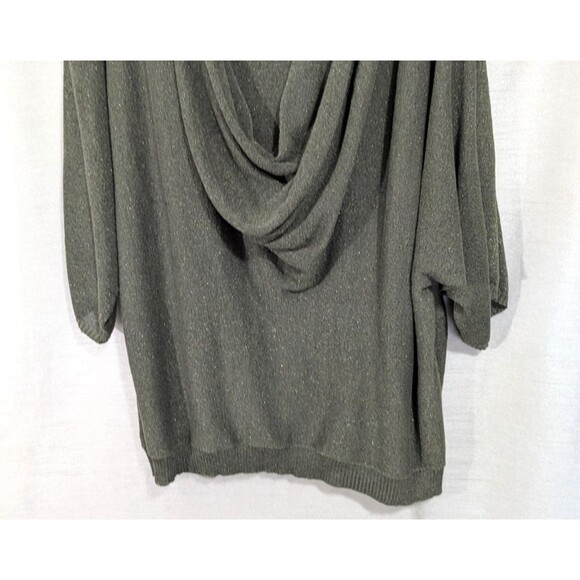 Coldwater Creek Women's 2X Knit Green Gold Sparkly Cowl Neck Top Festive Holiday - Picture 12 of 16